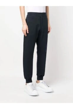 ALEXANDER MCQUEEN Graffiti Branded Joggers Navy