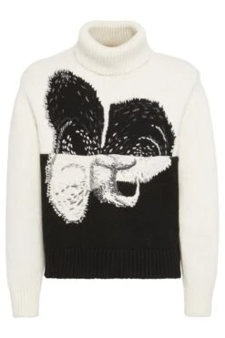 ALEXANDER MCQUEEN Graphic Orchid Roll Neck Ivory