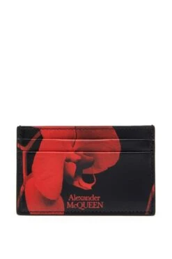 ALEXANDER MCQUEEN Red Orchid Print Cardcase Black