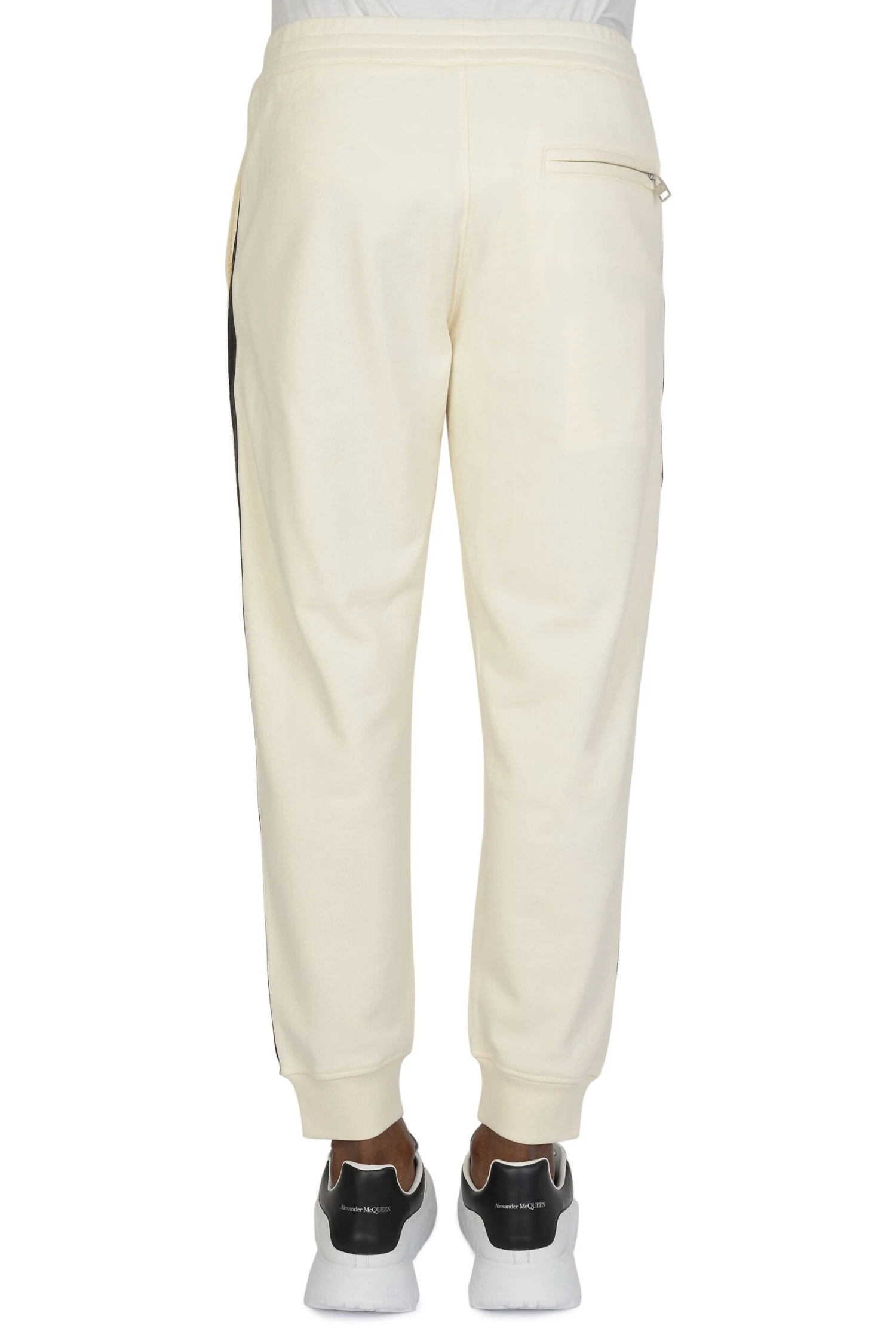 ALEXANDER MCQUEEN Tape Detail Joggers Cream - Image 4