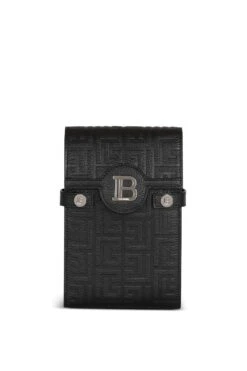 BALMAIN Leather Smartphone Holder Black