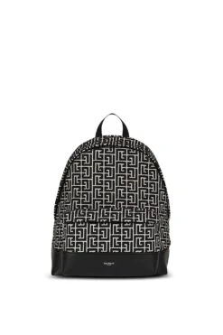 BALMAIN Monogram Jacquard Backpack Black