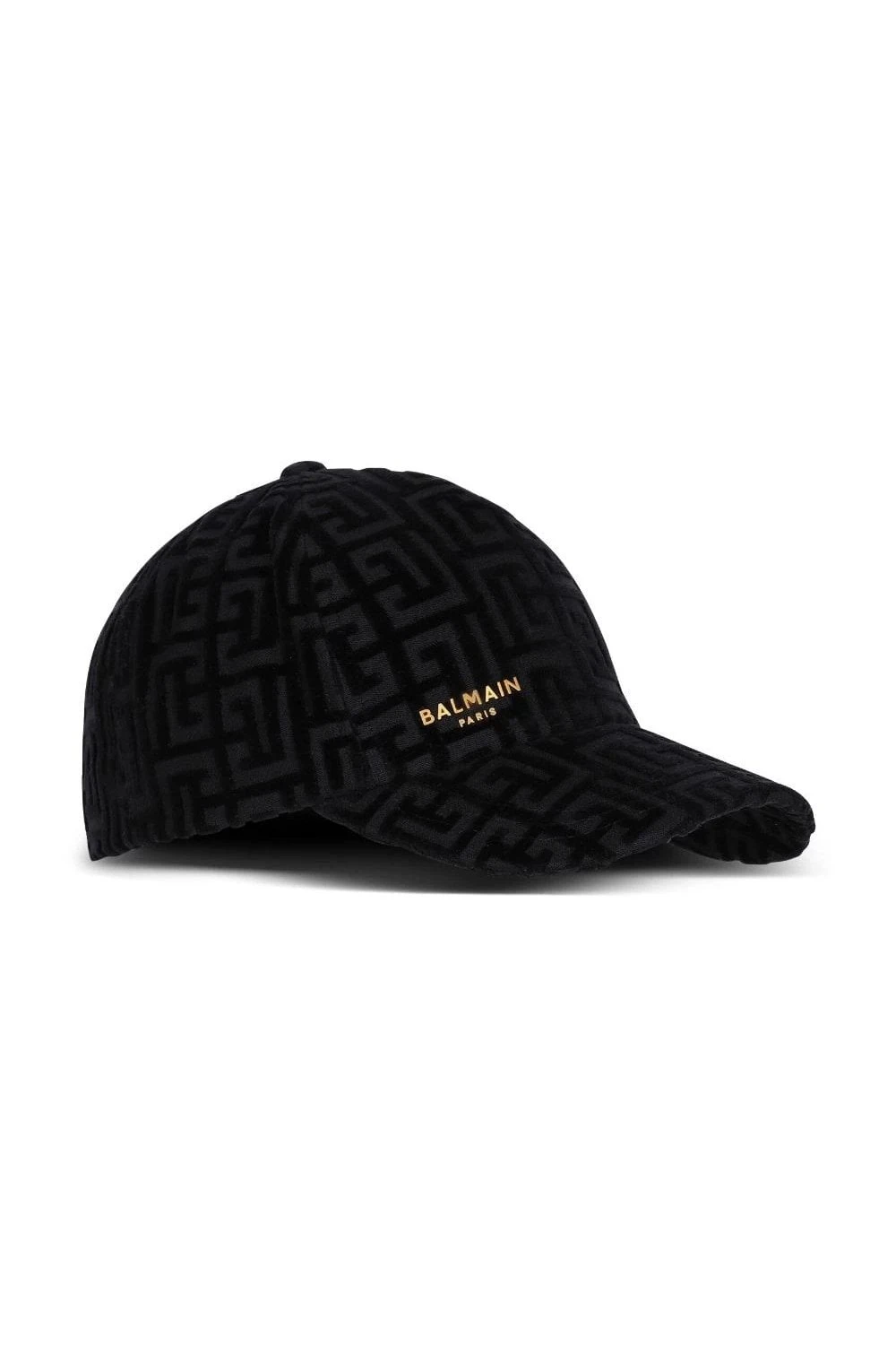BALMAIN Monogram Velvet & Logo Cap Black - Image 3
