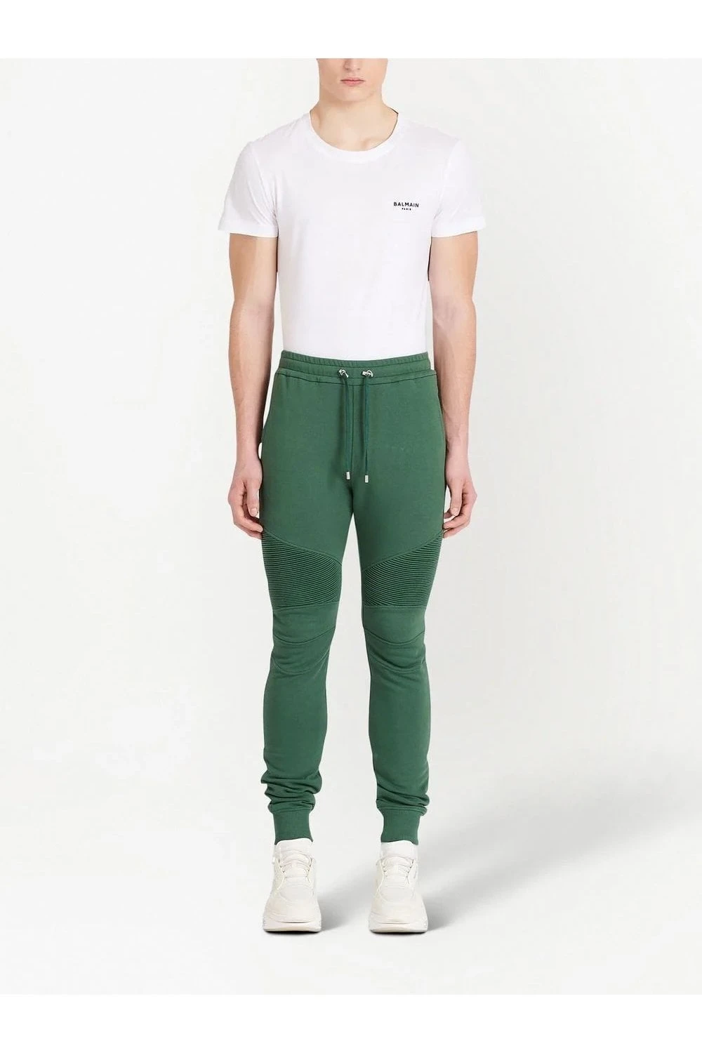 BALMAIN Ribbed Printed Joggers Green