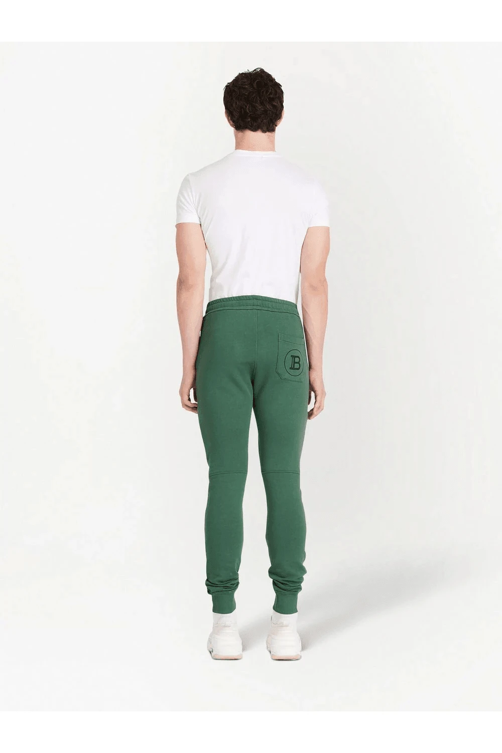 BALMAIN Ribbed Printed Joggers Green - Image 4