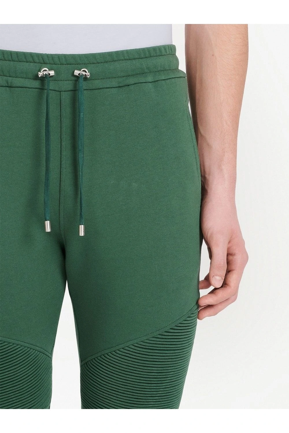 BALMAIN Ribbed Printed Joggers Green - Image 5