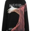 BALMAIN Statue Printed Hoodie Black