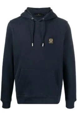 BELSTAFF Patch Logo Pullover Hoodie Navy