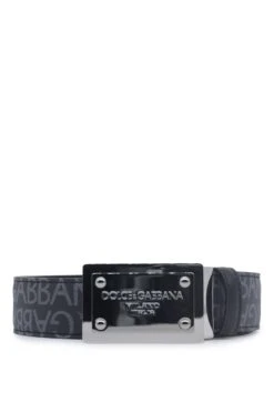 DOLCE & GABBANA Reversible Over Logo Belt Black