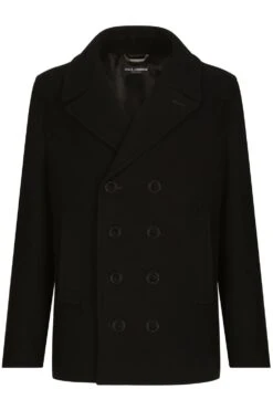 DOLCE & GABBANA Wool Plaque Peacoat Black