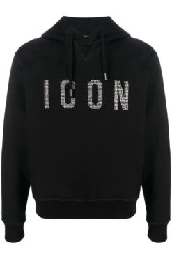 DSQUARED2 Pullover Icon Studded Hooded Top Black