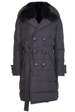 DSQUARED2 Womens Fur Collar Trench Coat