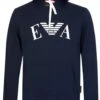 ARMANI Emporio Armani Chest Logo Hooded Sweatshirt Navy