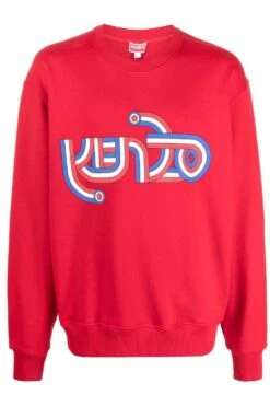 KENZO Swirl Logo-Print Sweatshirt Red