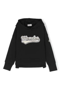 MONCLER ENFANT Kid's 70's Logo Hoodie Top Black