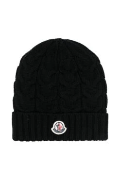 MONCLER ENFANT Kids Cable Knit Hat Black
