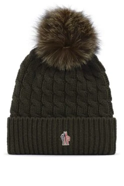 MONCLER GRENOBLE Womens Fur Bobble Hat