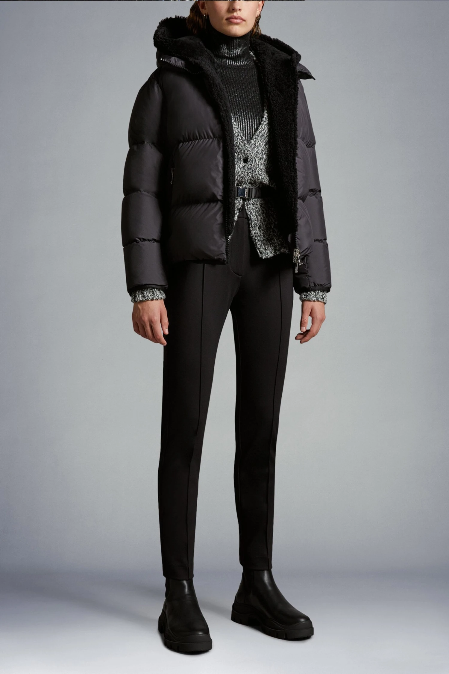 MONCLER Womens Branded Leggings Black - Image 2