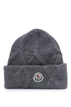 MONCLER Wool Fold Beanie Grey