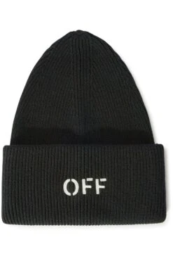 OFF WHITE OFF Stamp Loose Knit Beanie Black