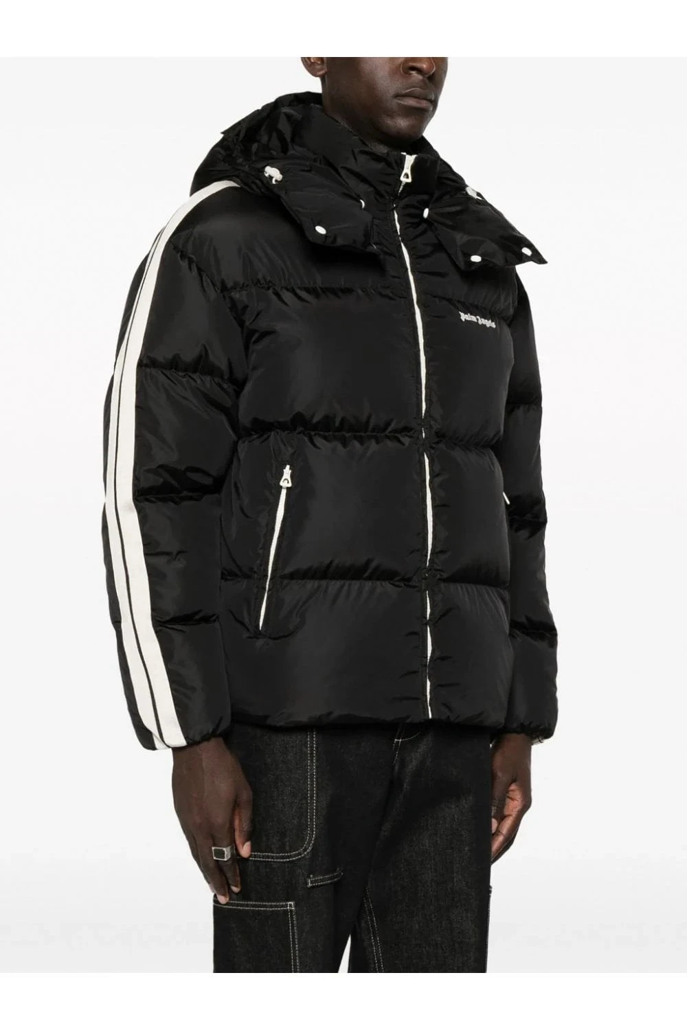 PALM ANGELS Hooded Track Down Jacket Black - Image 3