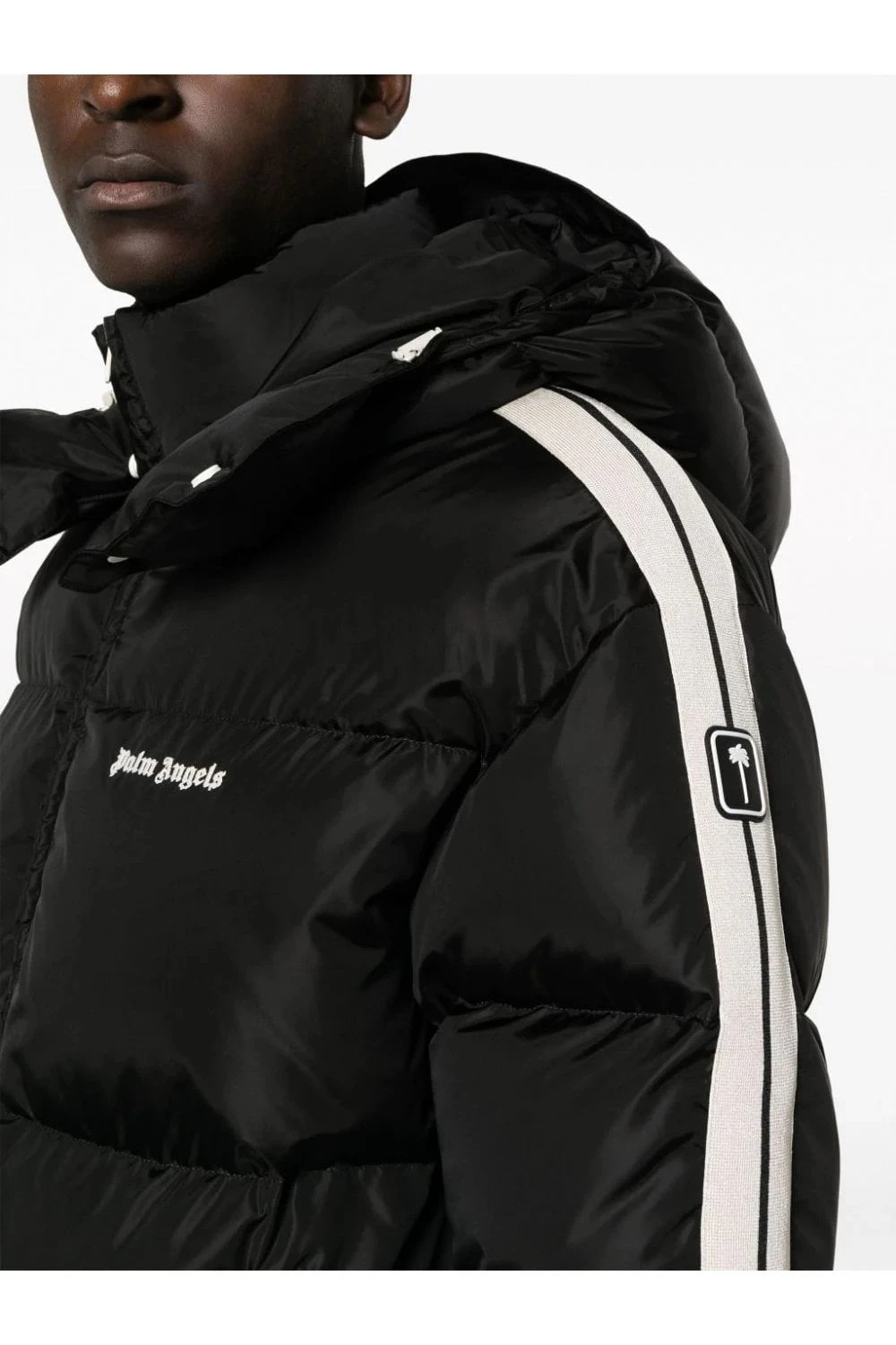 PALM ANGELS Hooded Track Down Jacket Black - Image 5