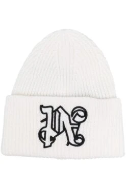 PALM ANGELS PA Monogram Beanie White