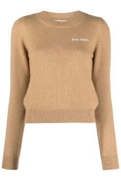 PALM ANGELS Womens Classic Logo Sweater Beige