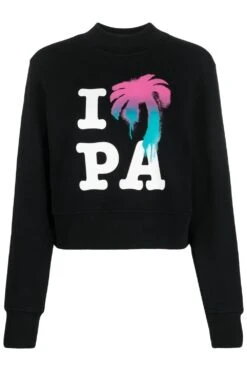 PALM ANGELS Womens I Love PA Fitted Crew