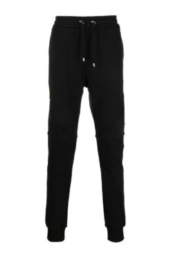 BALMAIN Ribbed Balmain Flock Joggers Black