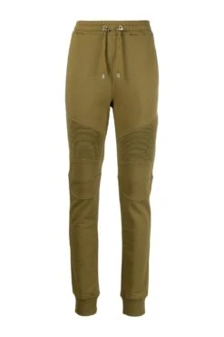 BALMAIN Ribbed Balmain Print Joggers Khaki