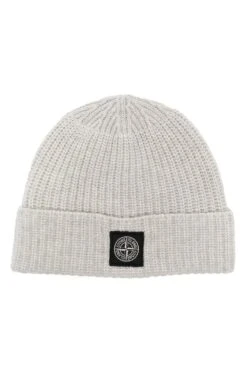 STONE ISLAND Fold Patch Logo Beanie Grey