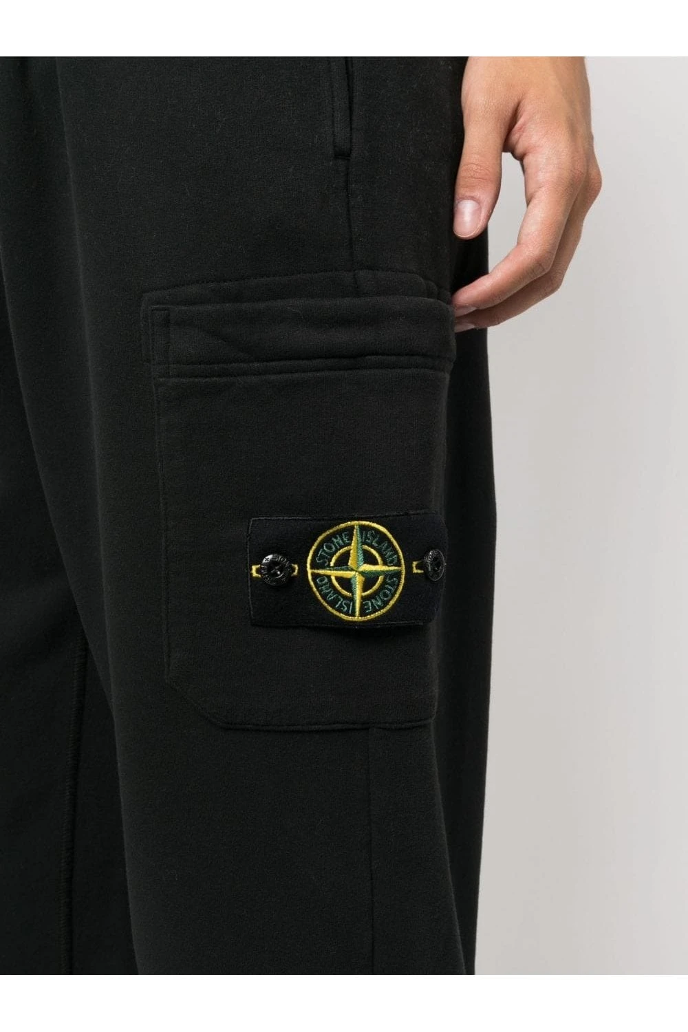 STONE ISLAND Garment Dyed Brushed Cotton Joggers Black - Image 5
