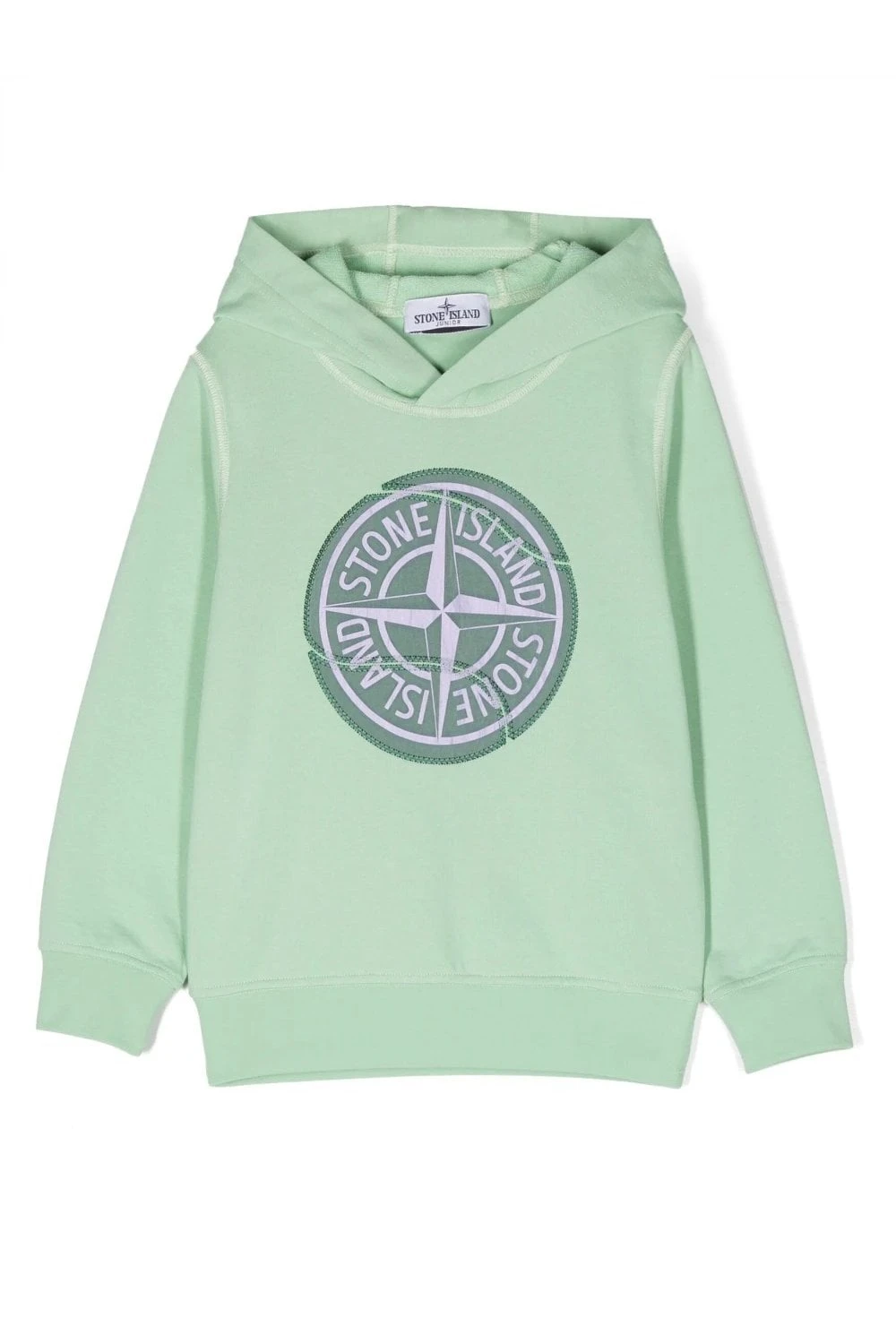 STONE ISLAND JUNIOR Kids Compass Pullover Hoodie Green