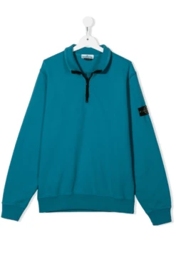 STONE ISLAND JUNIOR Kids Half Zip Jersey Top