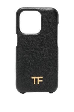 TOM FORD Leather Iphone XIV Pro Case Black