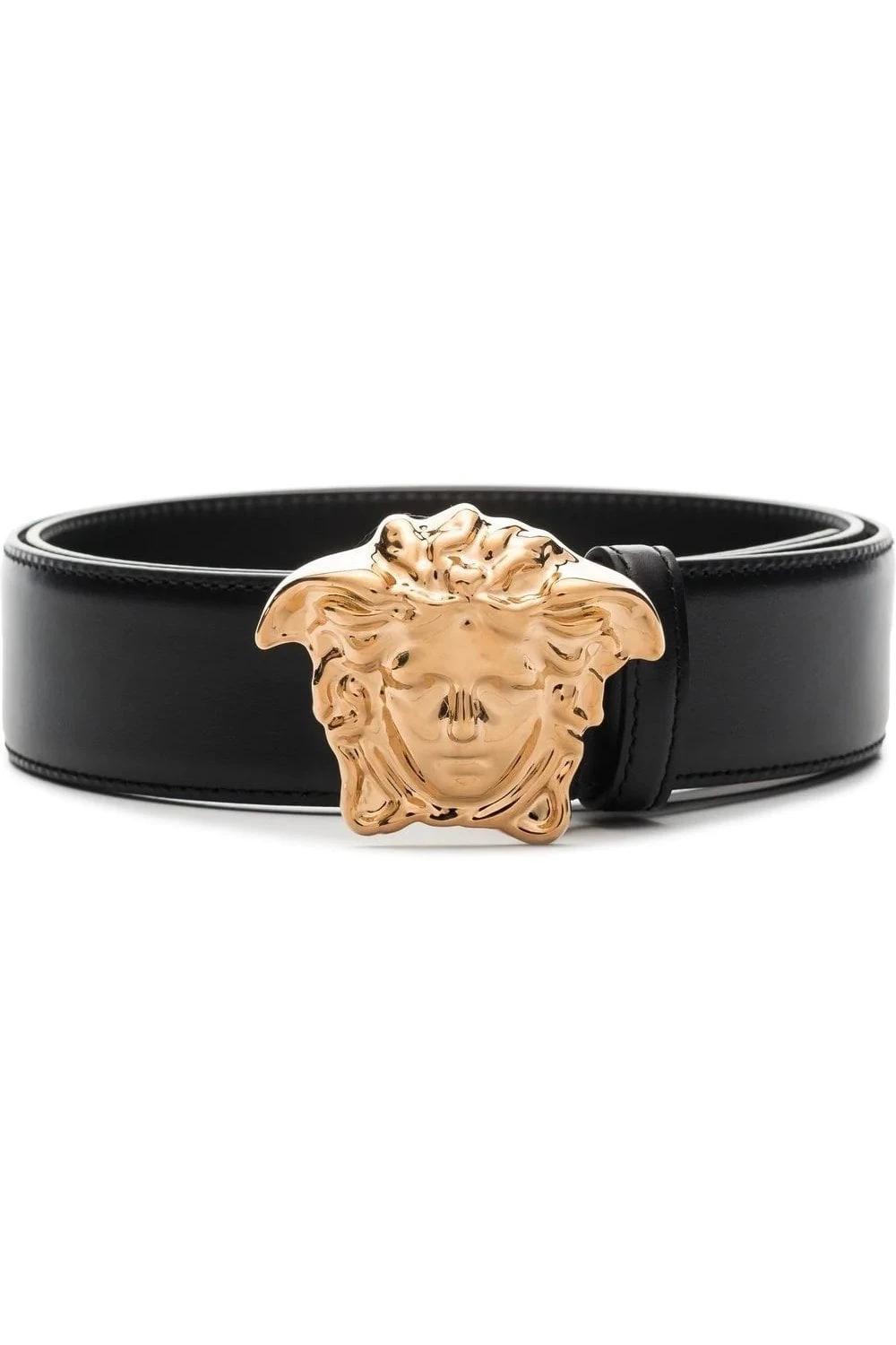 VERSACE Calf Leather Buckle Belt Black