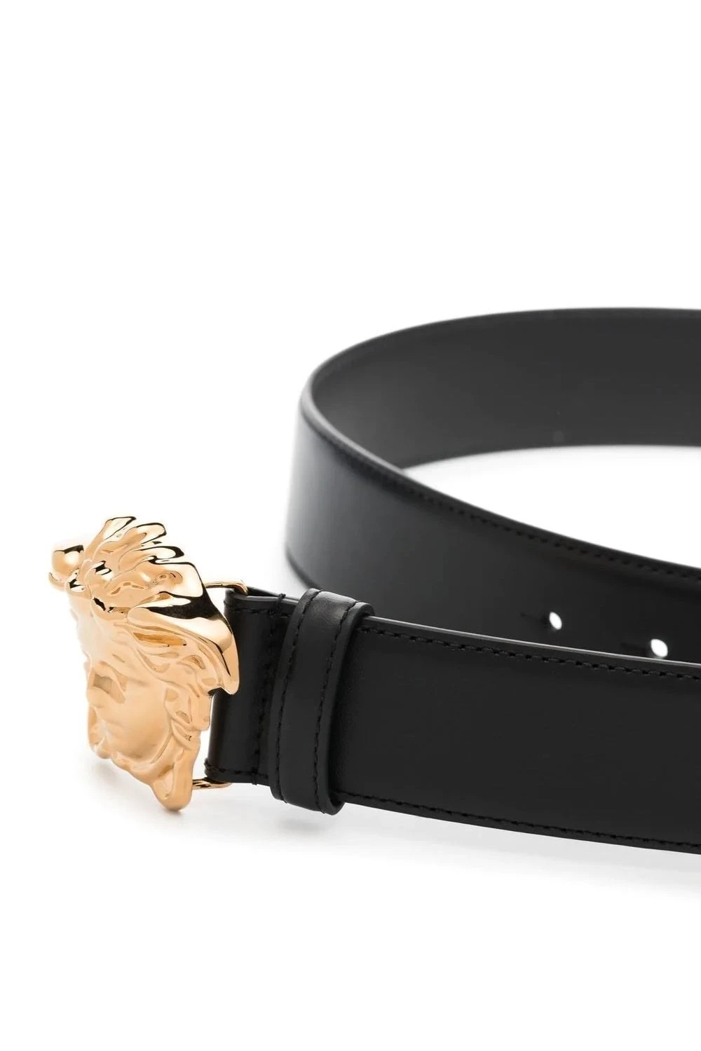 VERSACE Calf Leather Buckle Belt Black - Image 3