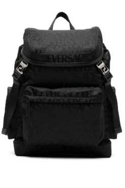 VERSACE Nylon Fabric Backpack Black
