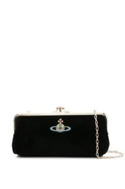 VIVIENNE WESTWOOD Orb Double Frame Chain Purse Black